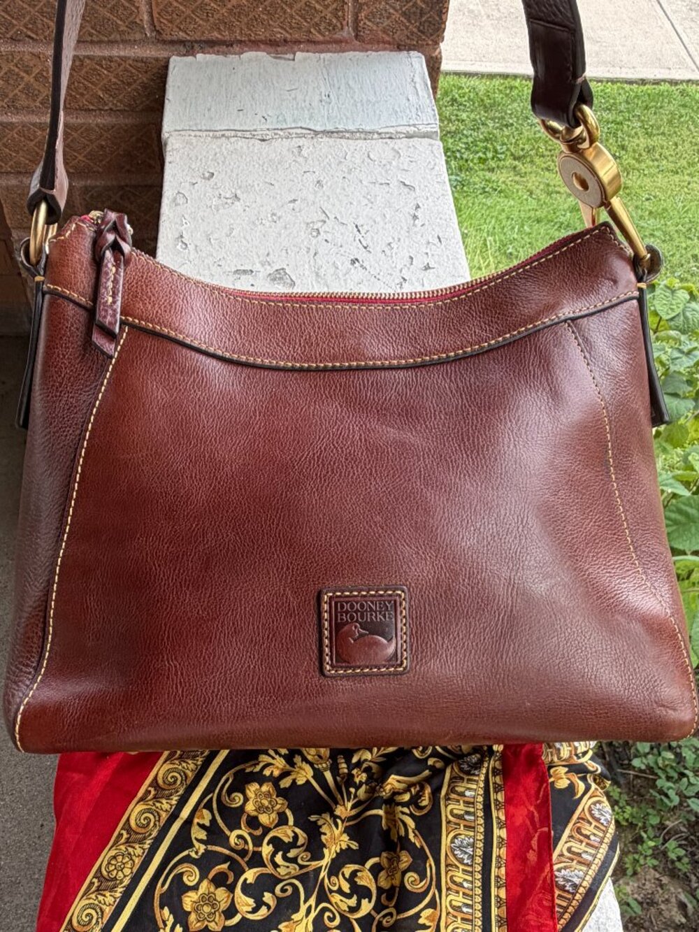 Dooney & Bourke Large Cassidy Vachetta Florentine Chestnut Hobo Shoulder Bag